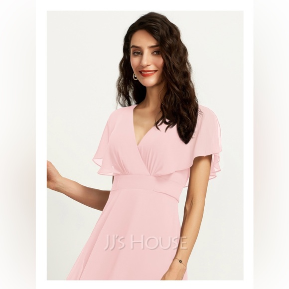 JJ’s House A-Line V-neck Floor-Length Chiffon Bridesmaid Dress - Picture 4 of 13